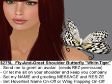 Fly-And-Greet Pet Butterfly "White Tiger"