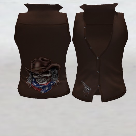 Open Biker Vest - Brown