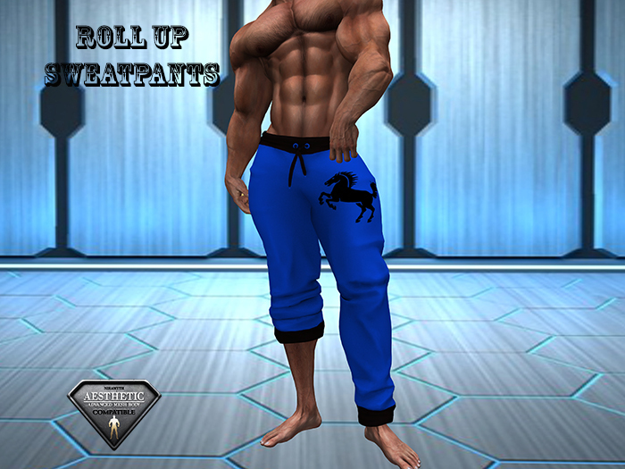 Roll Up Sweatpants Blue Horse