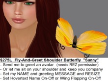 Fly-And-Greet Pet Butterfly "Sunny"