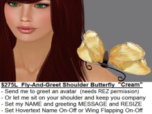 Fly-And-Greet Pet Butterfly "Cream"