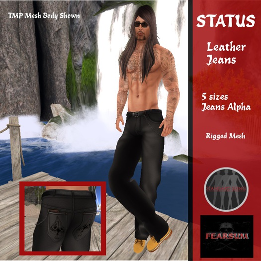 Second Life Marketplace - [F] Men's Leather Jeans - Materials Enabled