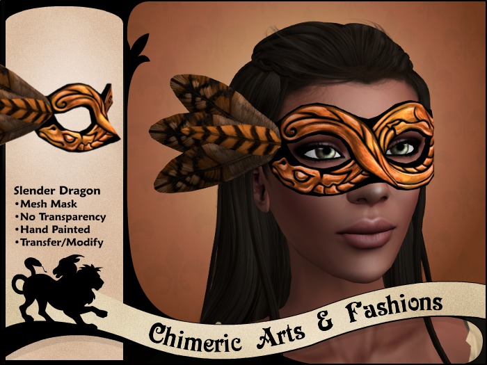 Feathered Slender Dragon Mask (Copper)