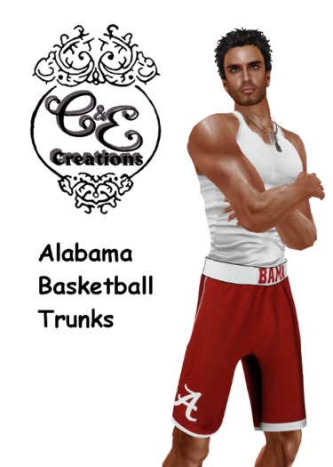 C&E Creations-Alabama Basketball Trunks-Red