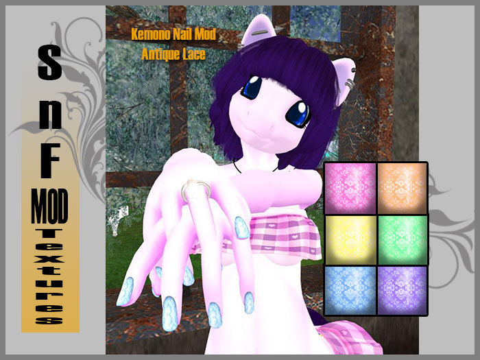 [SnF] Kemono Nail Mod Antique Lace Textures