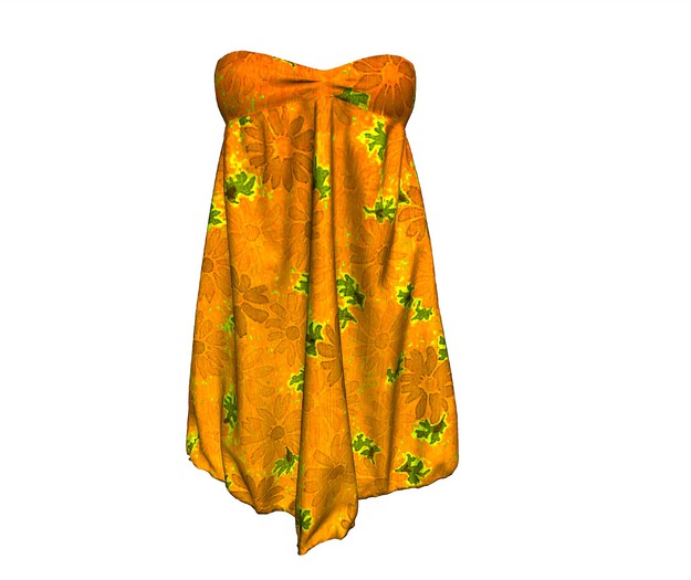 ::Net::Etnic Dress  Flowered Orange Mesh