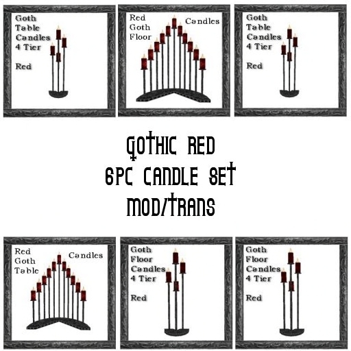 (BL) Goth Red Candles 6 Pc Set