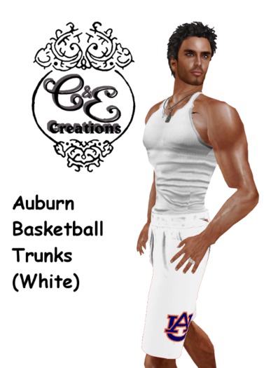 C&E Creations - Auburn Basketball Trunks White