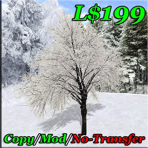 Snowy Winter Trees 04 with or without Shadow (3 or 4 prims) C/M