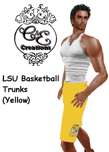 C&E Creations - LSU Basketball Trunks Yellow