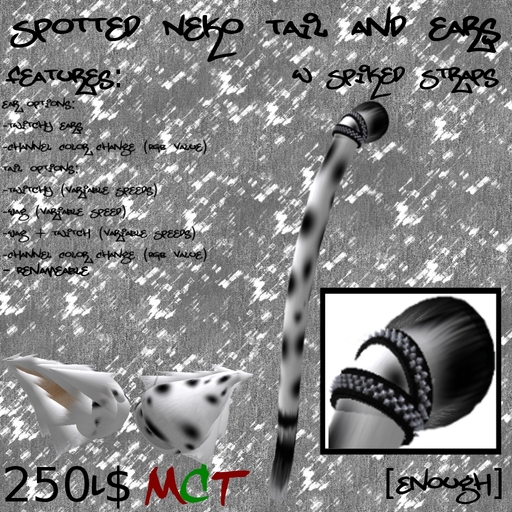 [Enough]Spotted Neko Tail and Ears w Spiked Straps