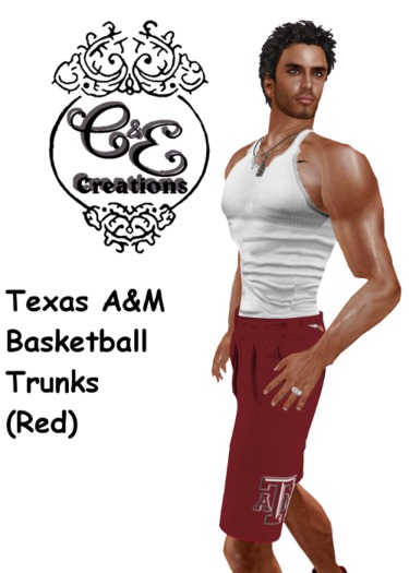C&E Creations - Texas A&M Basketball Trunks Red