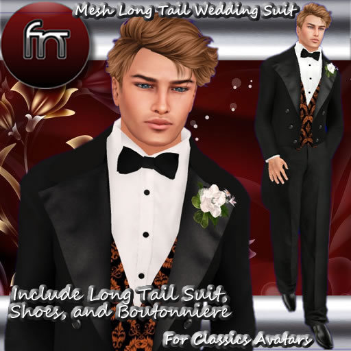 [FN] Classic Av Long Tail Wedding Suit Laureated Bro - Suit Bag