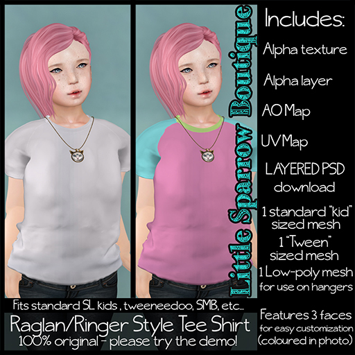 Little Sparrow - Raglan tee - Full perm pack [BASIC VERSION]