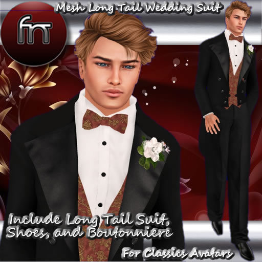 [FN] Classic Av Long Tail Wedding Suit Suit Wine - Suit Bag