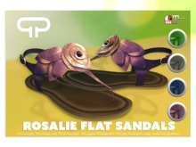Pure Poison - Rosalie Flat Sandals - Ad-ons for Maitreya and Slink Flat Feet - Unrriged Version Included