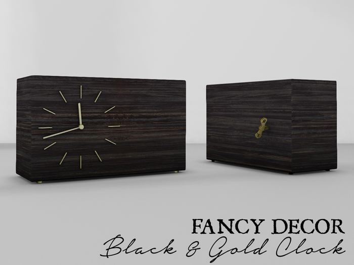 Fancy Decor: Wood Clock (Black & Gold)