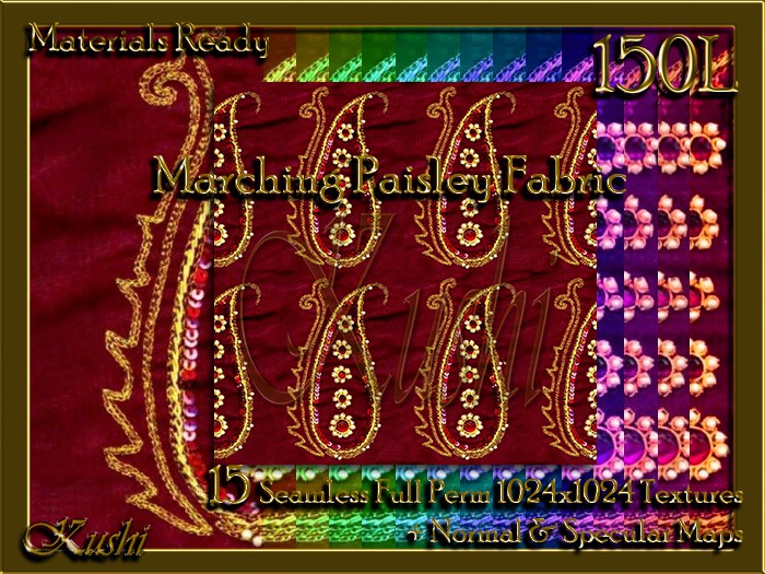 Marching Paisley Fabric Seamless Textures Materials Ready Full Perms 1024x1024