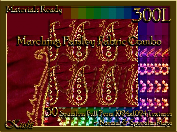 Marching Paisley Fabric Combo Seamless Textures Materials Ready Full Perms 1024x1024
