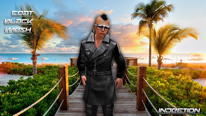 Coat black mesh