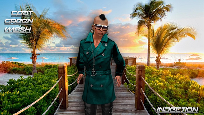 Coat green mesh