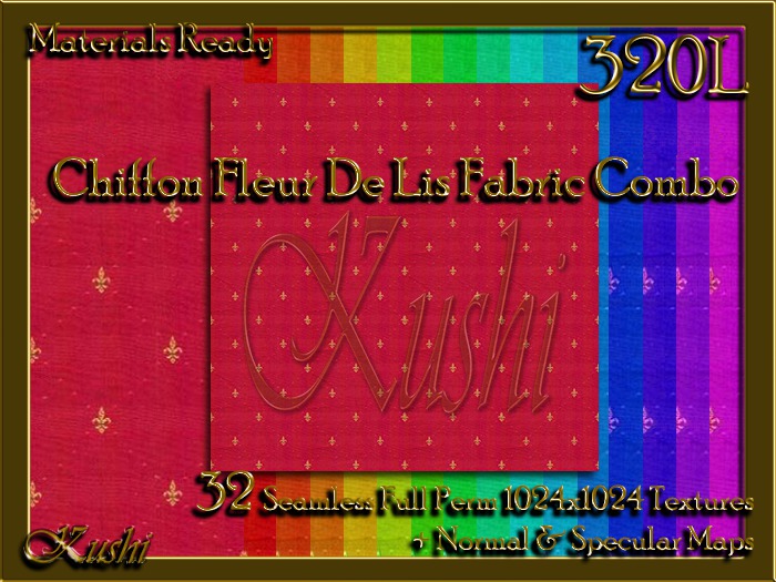 Chiffon Fleur de Lis Fabric Combo Seamless Textures Materials Ready Full Perms 1024x1024