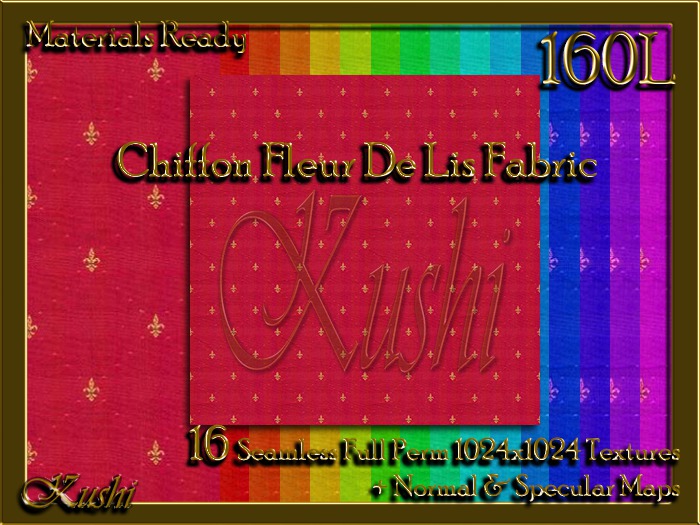 Chiffon Fleur de Lis Fabric Seamless Textures Materials Ready Full Perms 1024x1024 