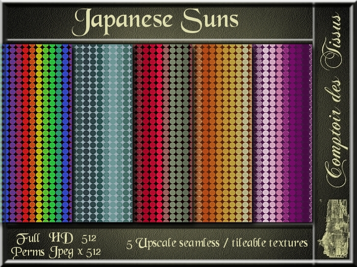 Japanese Suns - 5 FULL PERMS Textures