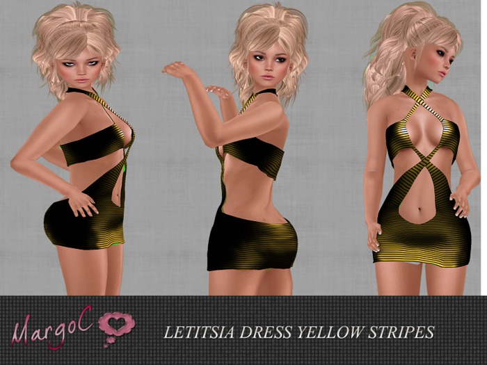 DEMO LETITSIA DRESS YELLOW STRIPES  - MargoC