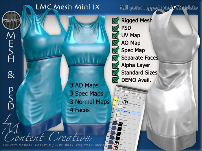 LMC Mesh Templates - Mini IX - fully rigged with 3 different styles!