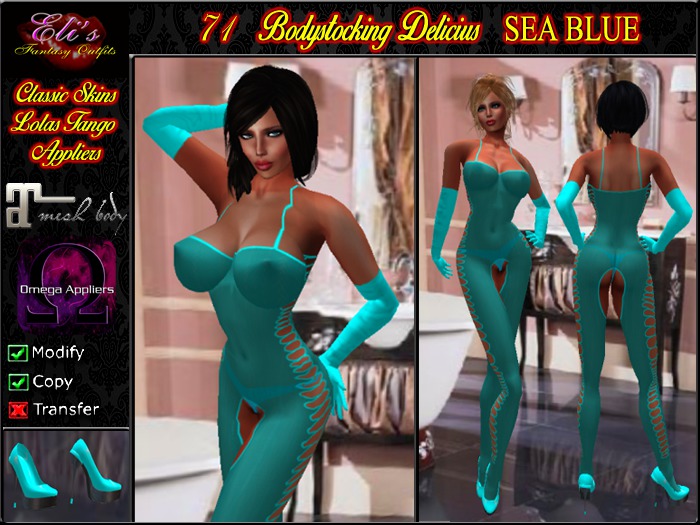 71 Bodystocking Delicius Sea Blue For Lolas Tango Eli's