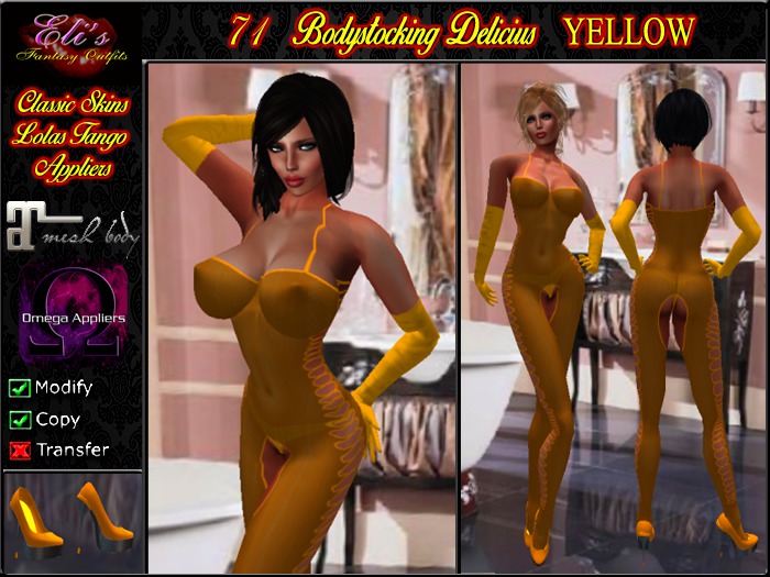 71 Bodystocking Delicius Yellow For Lolas Tango Eli's