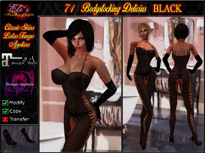 71 Bodystocking Delicius Black For Lolas Tango Eli's