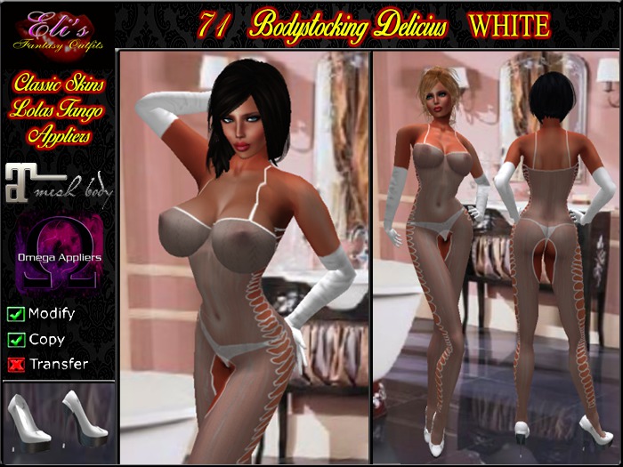 71 Bodystocking Delicius White For Lolas Tango Eli's