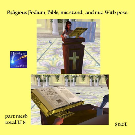 Religious Podium with bible,mic,pose (crated)