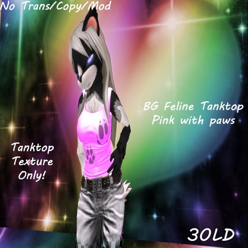 BG Feline Pink Tanktop with paws