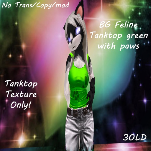BG Feline Tanktop Green with paws