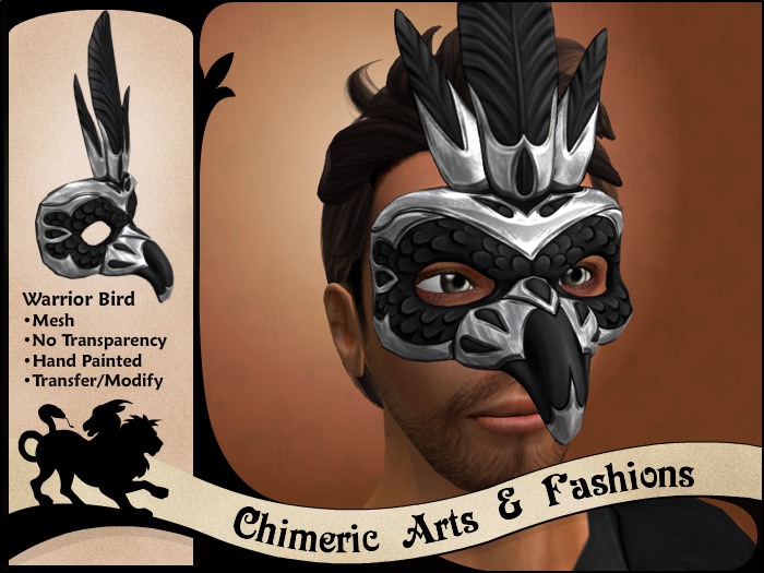 ~Chimeric Fashions~ Warrior Bird Mask (Silver)