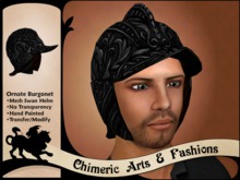 Ornate Swan Burgonet Helm (Dark Steel)