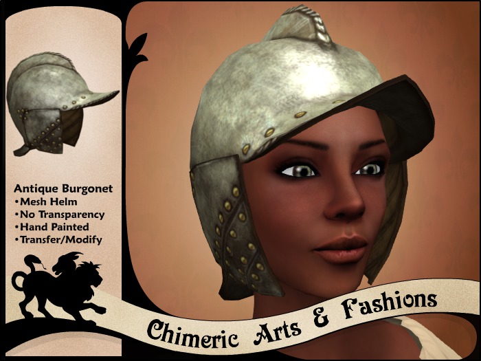 Second Life Marketplace Anitque Helm (Steel)