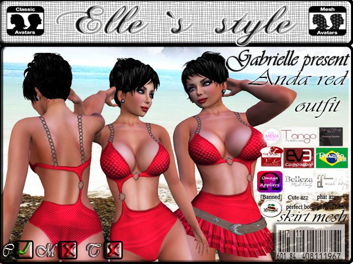 Elle`s style Anda red  outfit mesh&clasic avi