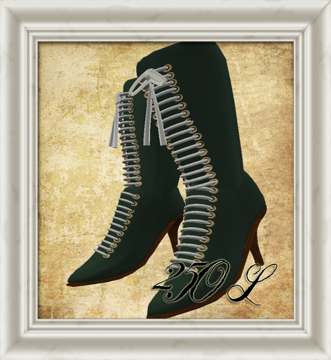 Shabby Chic Green High Laced Up Boots