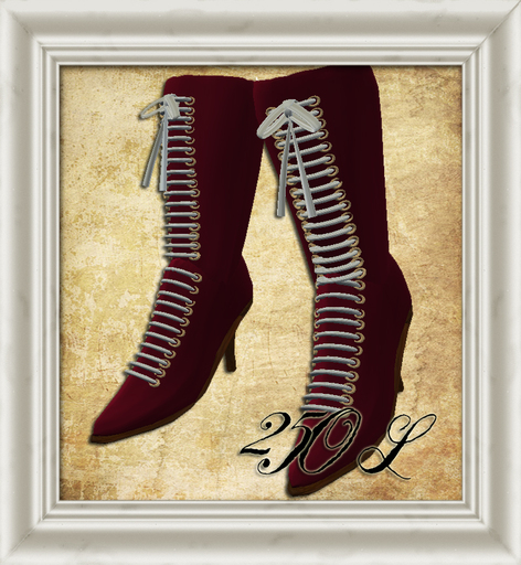 Shabby Chic Cranberry High Laced Up Boots