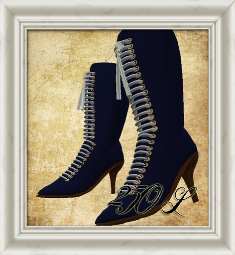 Shabby Chic Blue High Laced Up Boots