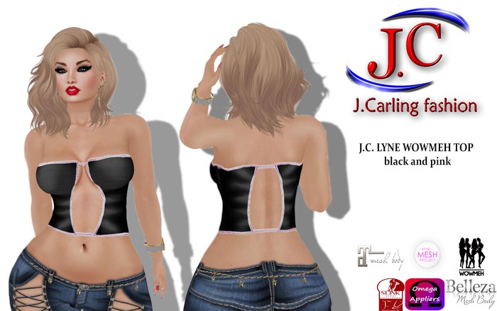 J.C. LYNE WOWMEH TOP black and pink