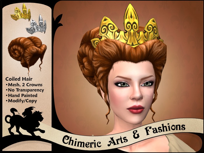 ~Chimeric Arts & Fashions~ Coiled Hair & Crown (Red Brown)