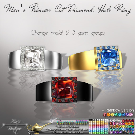 Men's Princess Cut Diamond Halo Ring