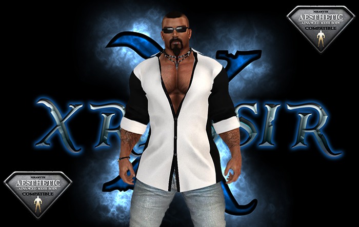 !!!! Black & White Half-Unbuttoned Shirt