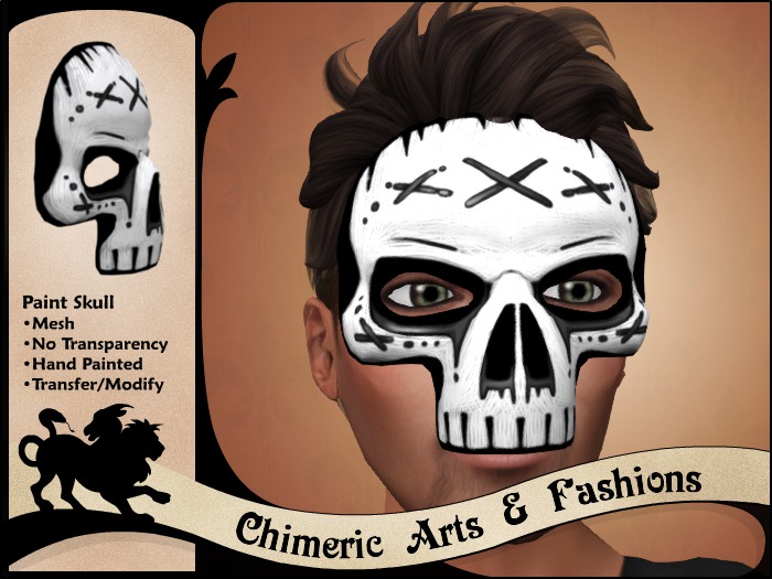 ~Chimeric Fashions~ Paint Skull (Black & White)