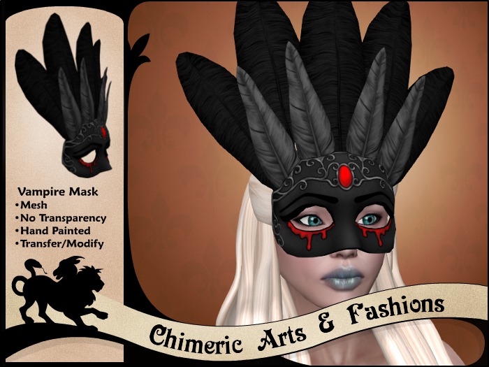 ~Chimeric Fashions~ Vampire Mask (Black)